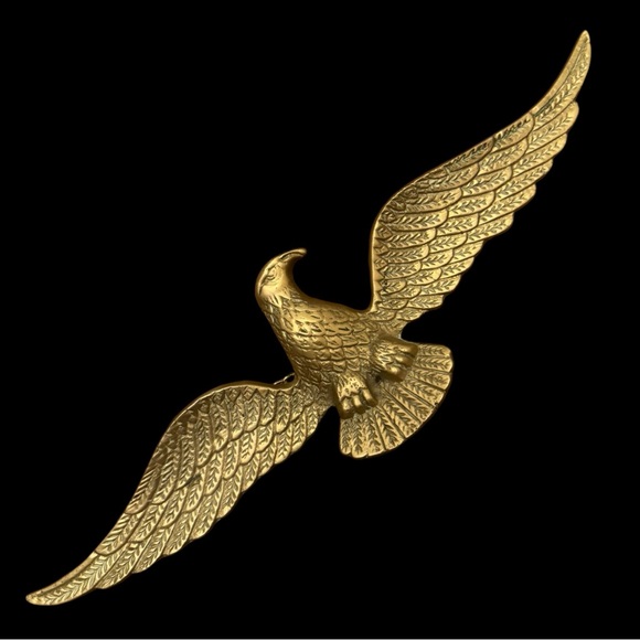 Vintage Mid Century Cast Brass Eagle Bird Metal Hanging Wall Patriotic Decor - Picture 2 of 14